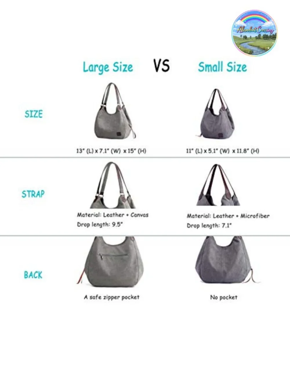 Canvas Multi-Pocket Hobo Shoulder Tote Bag for Women Travel Work Daily Purse